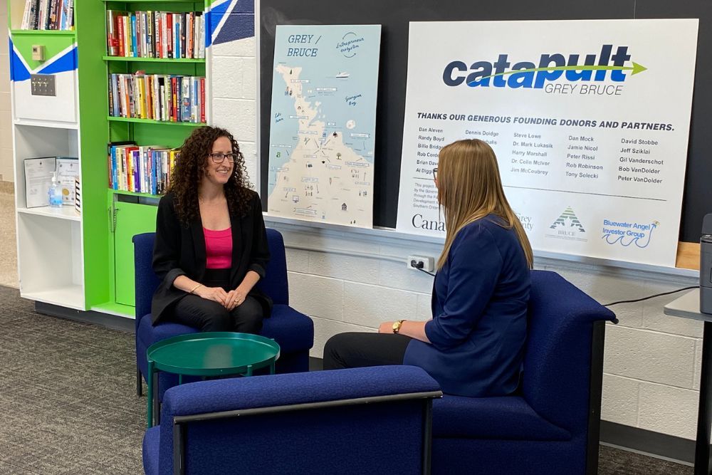 Courtney Denard, Chair of Catapult Grey Bruce, discussed the IRP with Jen Isber-Legge, our Grants & Donor Relations Coordinator.